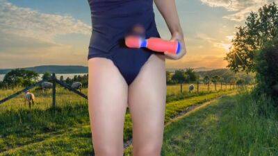 Air - Vibrator Cumshot Cute Ladyboy In Countryside In Open Air Hot Cumming Sex Toy For Ejaculation Big Load Outdoors - shemalez.com - Usa