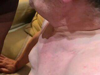 Daddy takes cum in face from tranny - ashemaletube.com