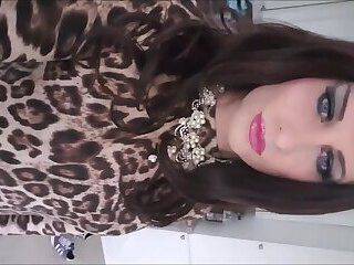 sissy in milf s leopard print dress - ashemaletube.com