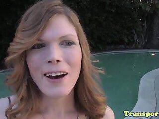 Amateur - Amateur shemale jerks and fingers ass outside - ashemaletube.com