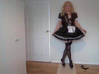 Latex maid's dress and stockings - ashemaletube.com