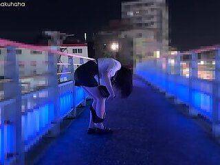 Exposed on the pedestrian bridge with vibrator ejaculated ! - ashemaletube.com - Japan